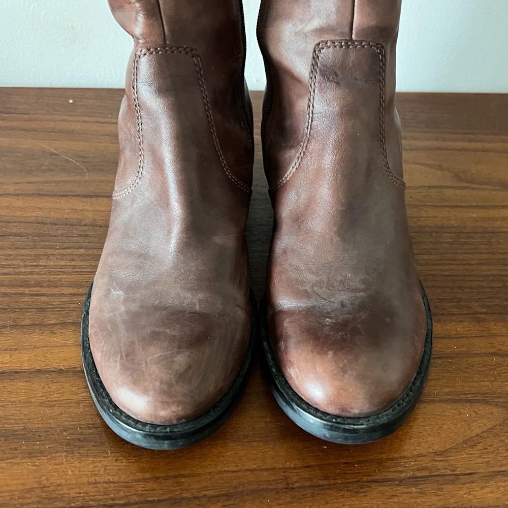 Ecco Leather Tall Riding Boots Brown Buckle Strap Knee High Women's 39 - Picture 6 of 9